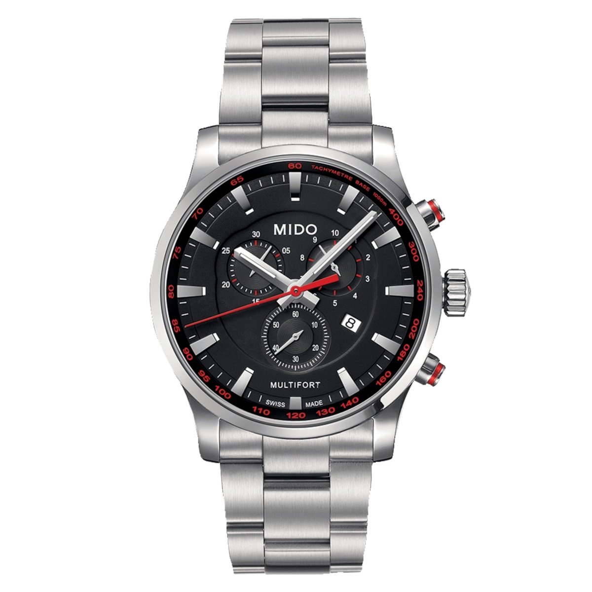 Mido M005.417.11.051.00 : Multifort Quartz Chronograph Stainless Steel / Black / Bracelet