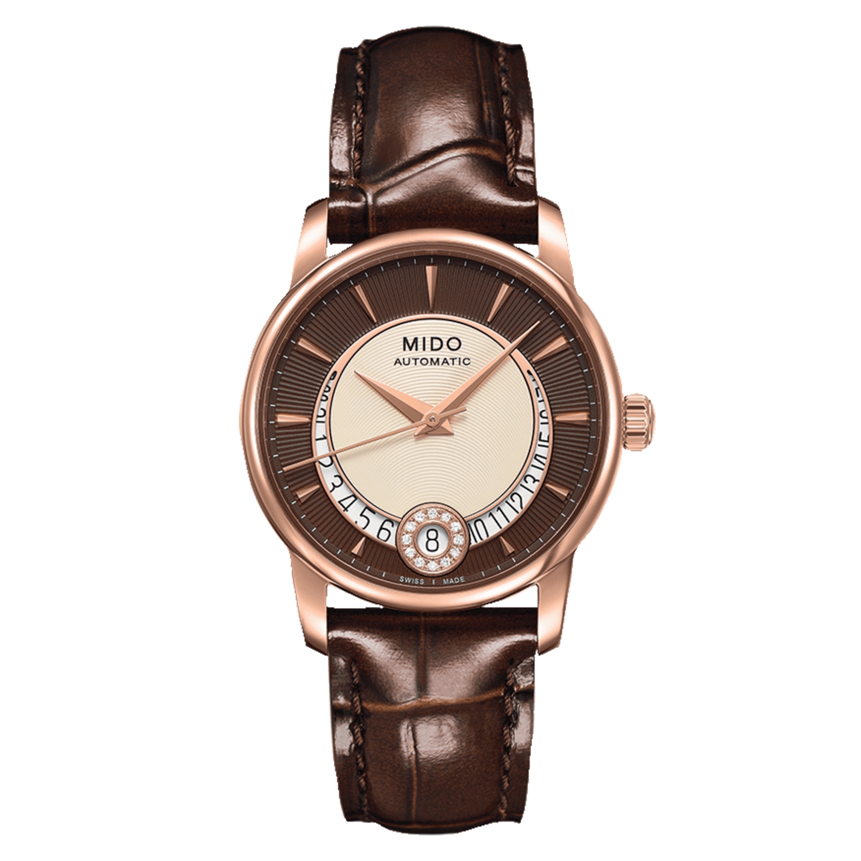 Mido M007.207.36.291.00 : Baroncelli Lady Diamonds Rose Gold  / Brown