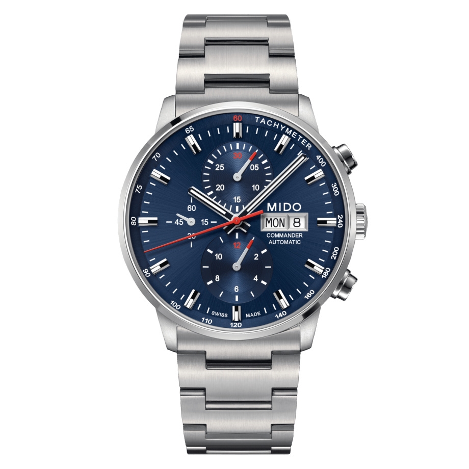 Mido M016.414.11.041.00 : Commander Chronograph Stainless Steel / Blue / Bracelet