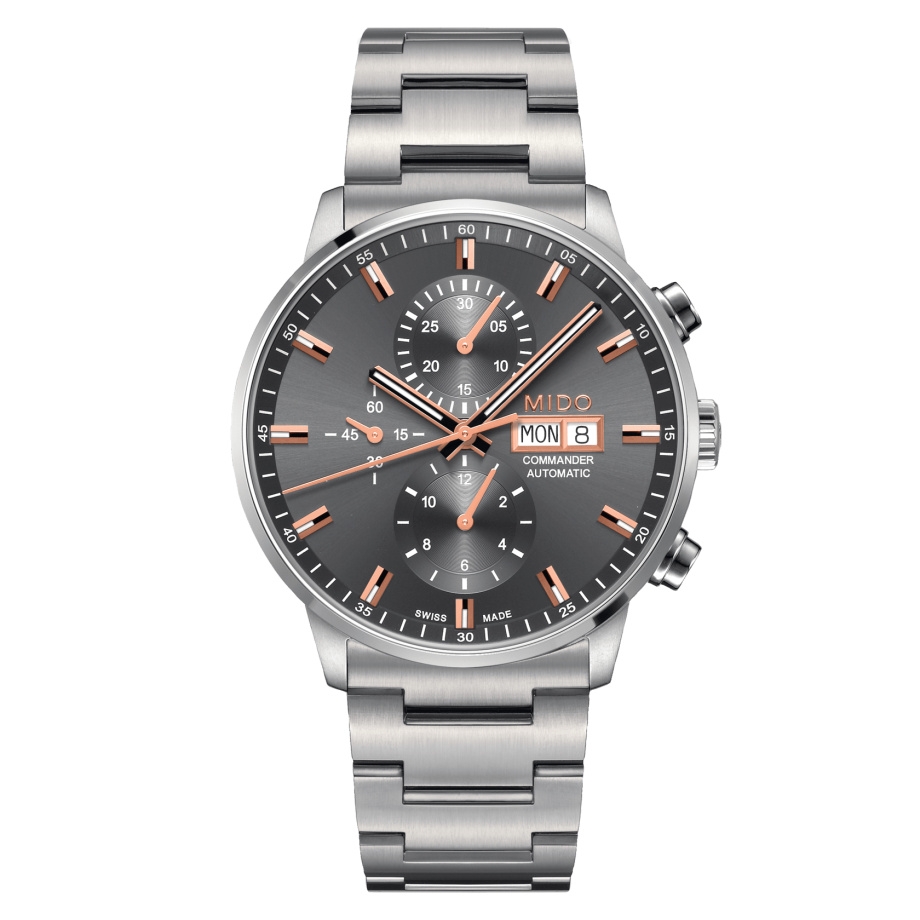 Mido M016.414.11.061.00 : Commander Chronograph Stainless Steel / Grey / Bracelet