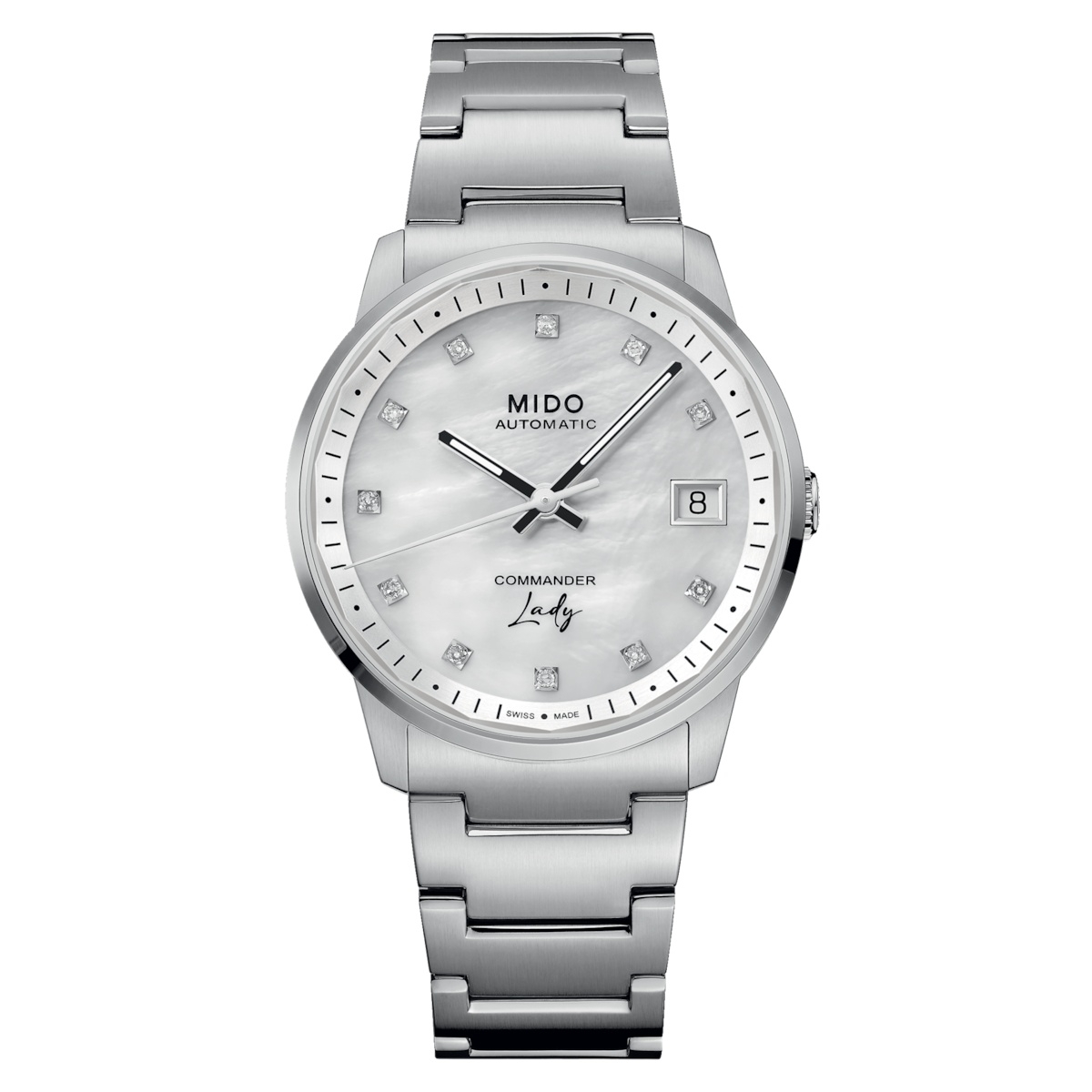 Mido M021.207.11.106.00 : Commander Lady  Stainless Steel / MOP - Diamond / Bracelet