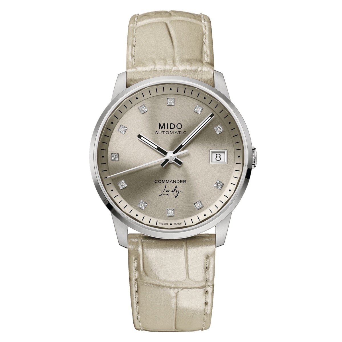 Mido M021.207.16.296.00 : Commander Lady  Stainless Steel / Brown - Diamond