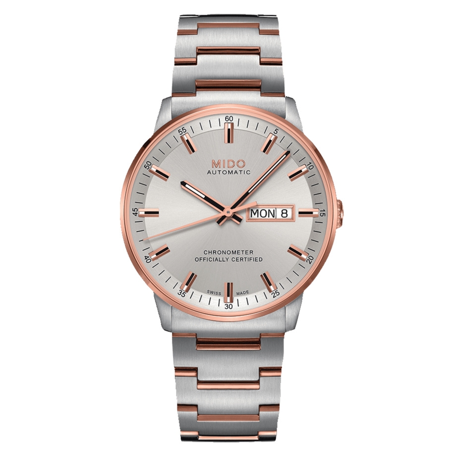 Mido M021.431.22.031.00 : Commander Chronometer Stainless Steel - Rose Gold / Silver / Bracelet