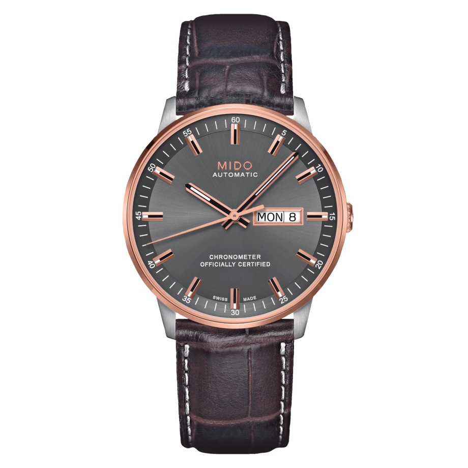 Mido M021.431.26.061.00 : Commander Chronometer Stainless Steel - Rose Gold / Grey