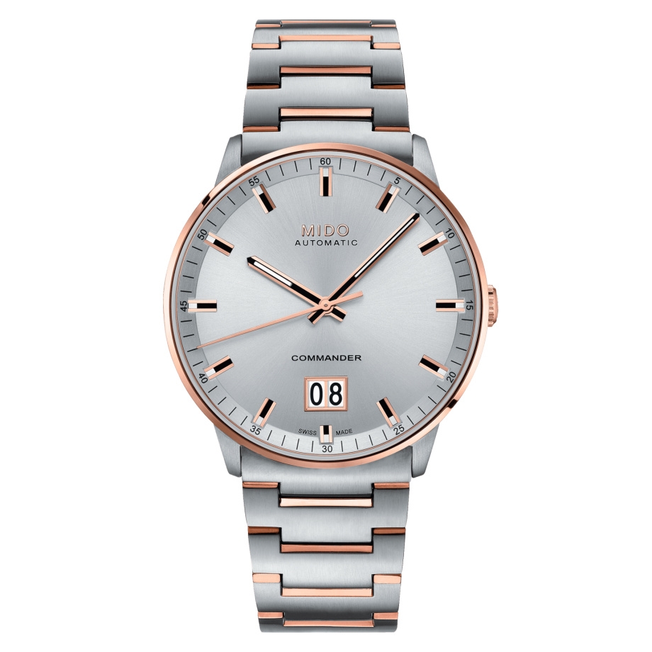 Mido M021.626.22.031.00 : Commander Big Date Stainless Steel - Rose Gold / Silver / Bracelet