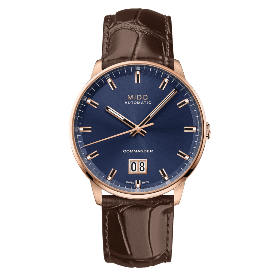 Mido M021.626.36.041.00 : Commander Big Date Rose Gold / Blue / Bracelet