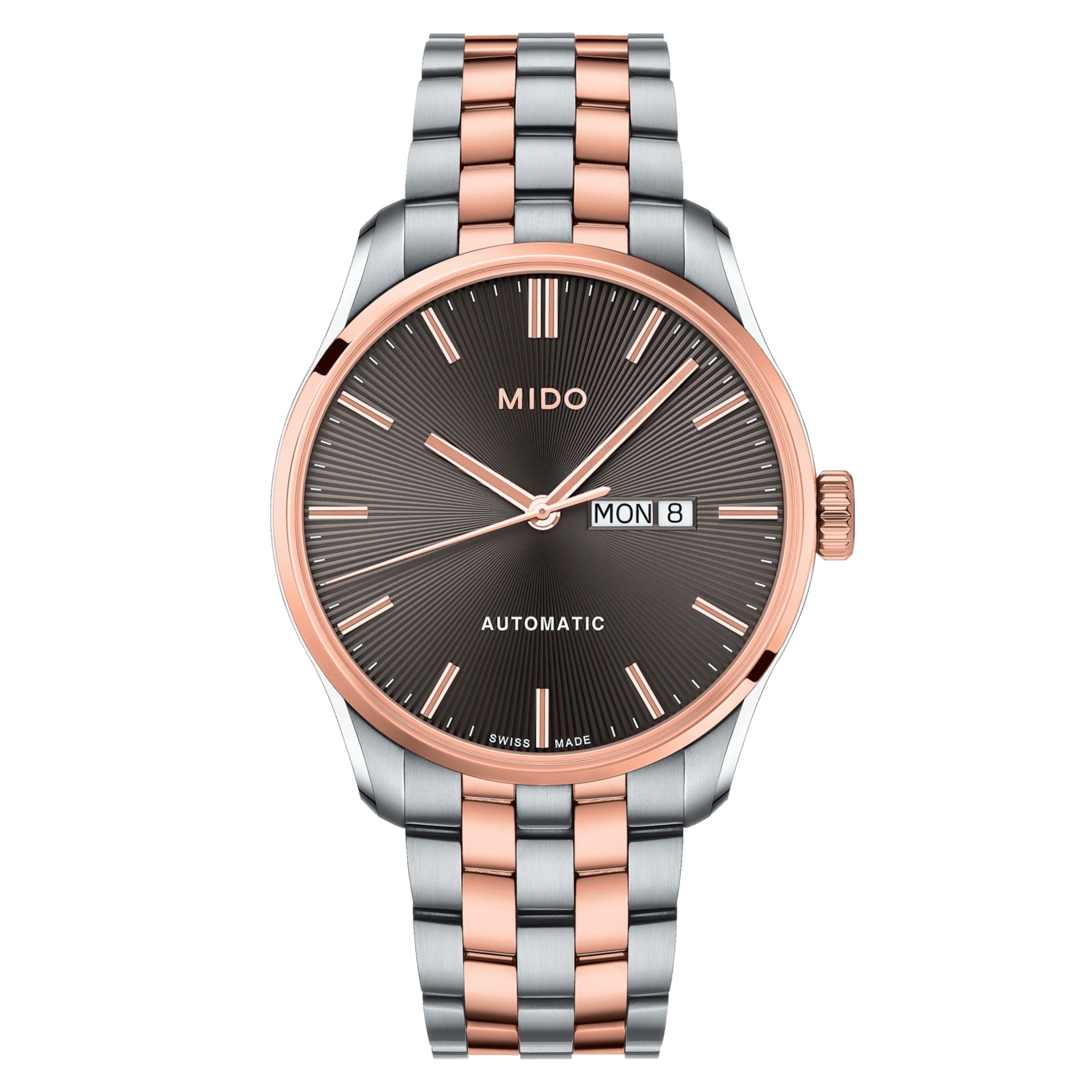Mido M024.630.22.061.00 : Belluna Sunray Stainless Steel - Rose Gold / Grey / Bracelet