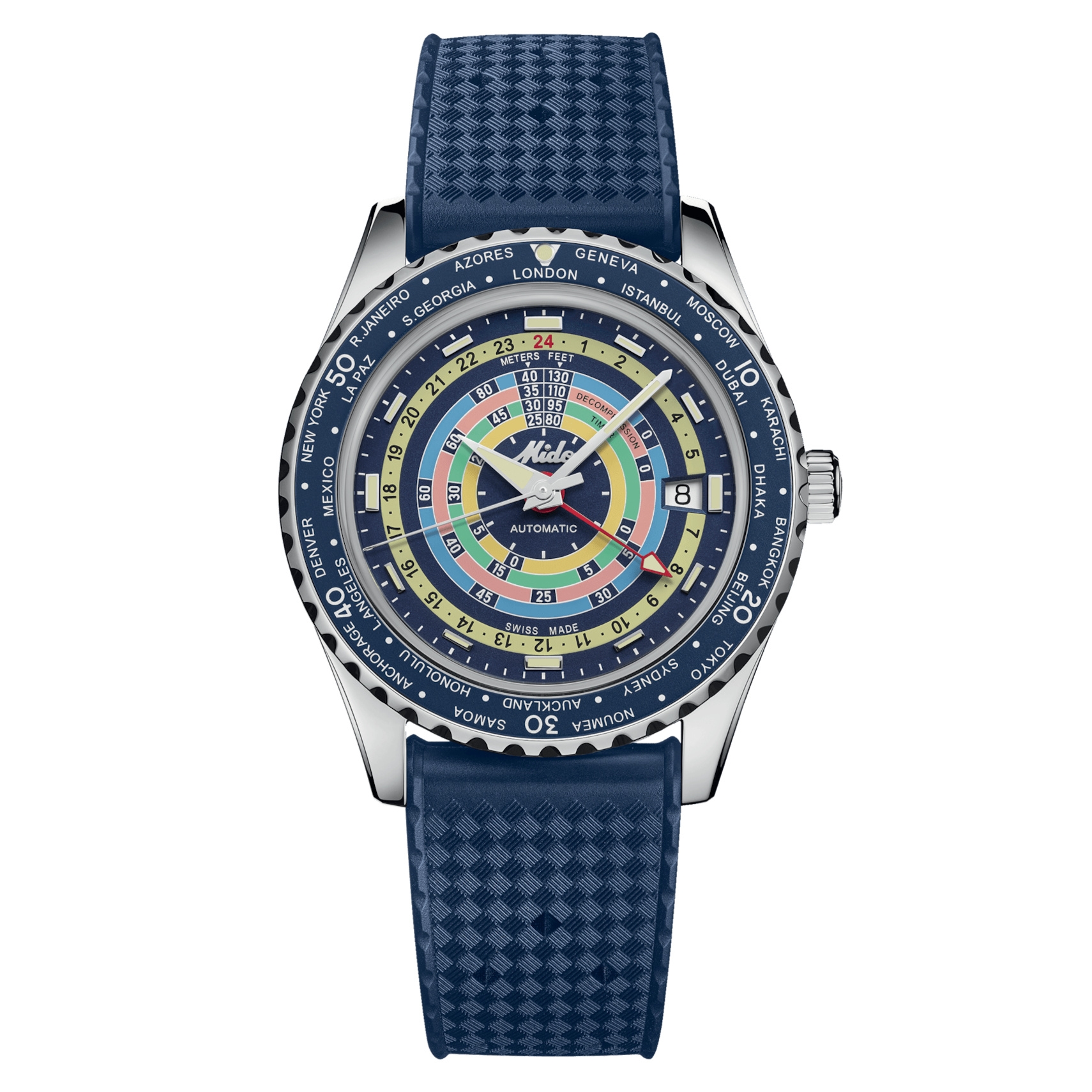 Mido M026.829.17.041.00 : Ocean Star Decompression Worldtimer Stainless Steel / Blue