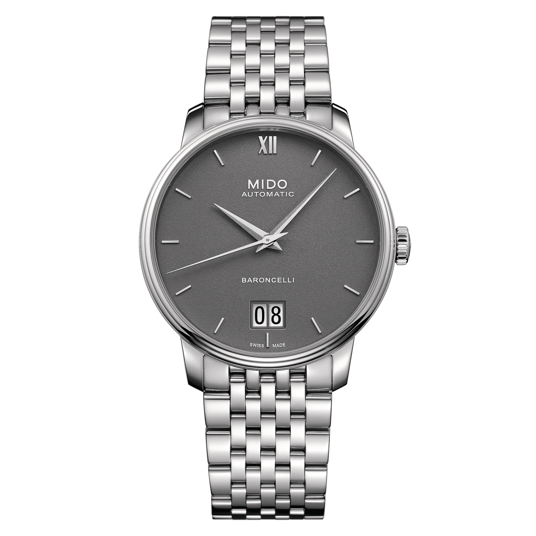 Mido M027.426.11.088.00 : Baroncelli Big Date Stainless Steel / Grey / Bracelet