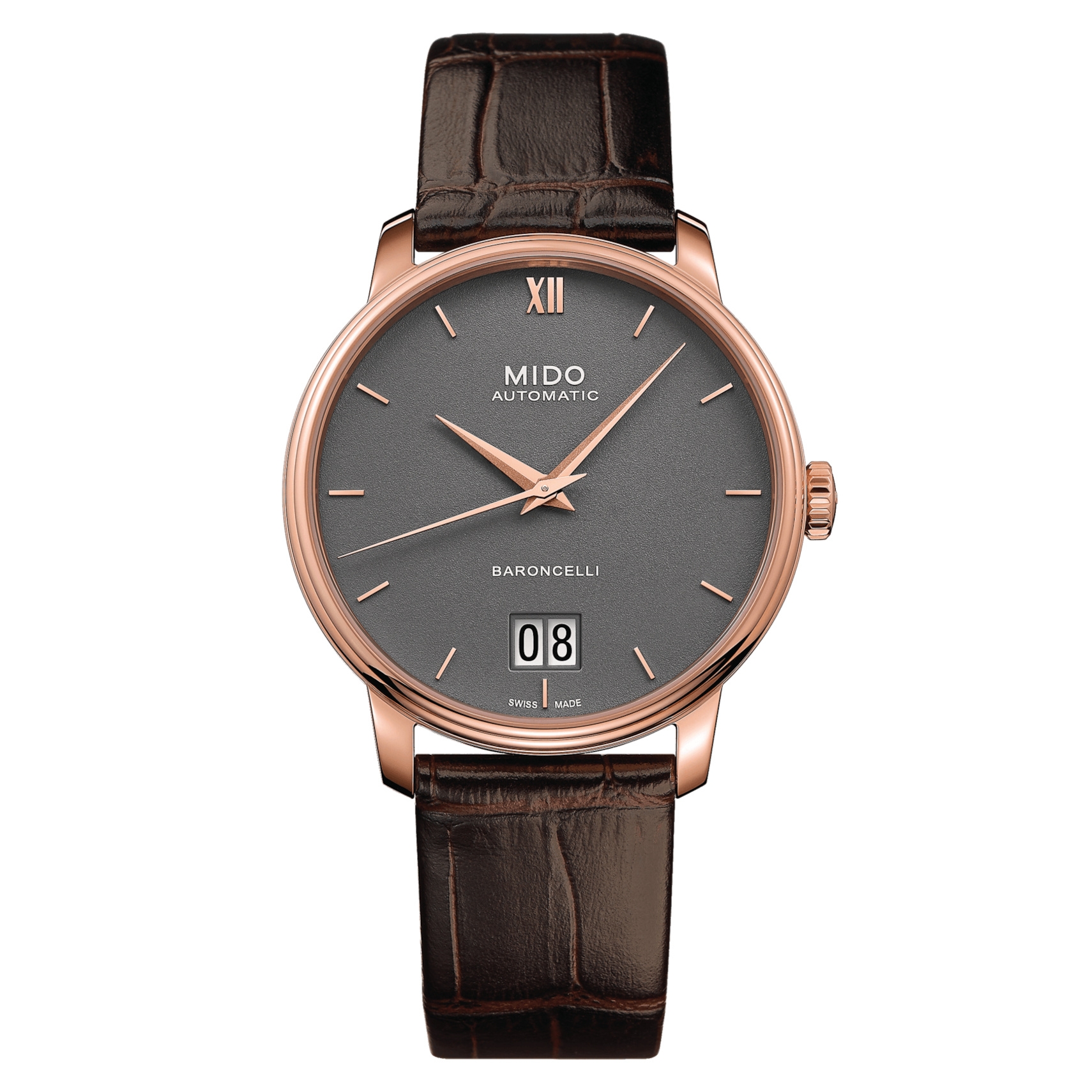 Mido M027.426.36.088.00 : Baroncelli Big Date Rose Gold / Grey