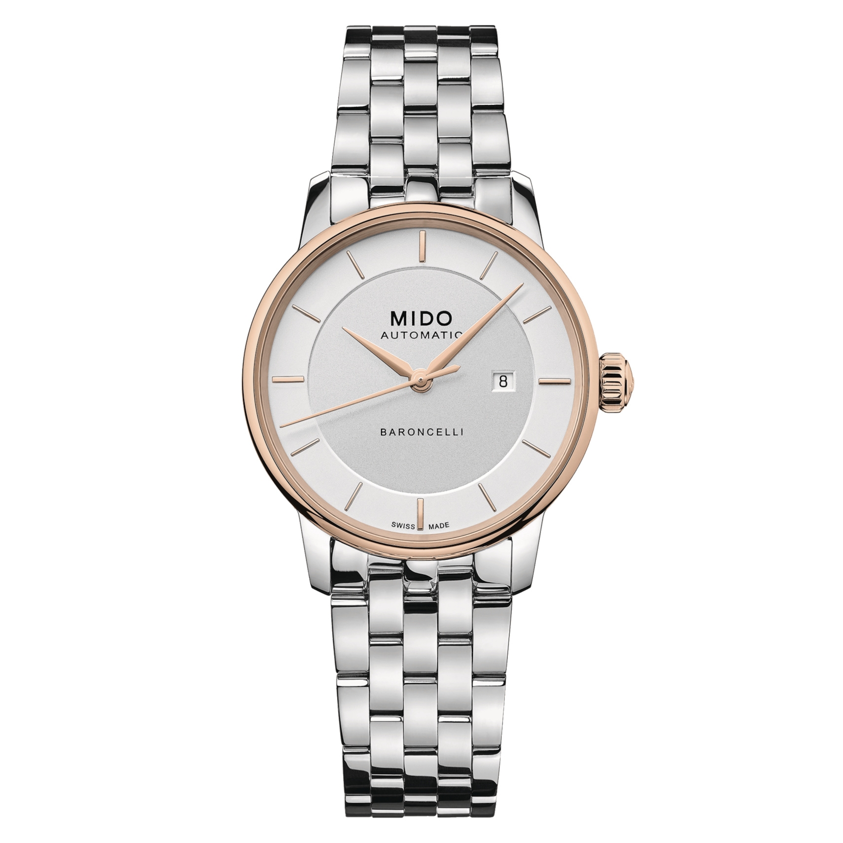 Mido M037.207.21.031.00 : Baroncelli Signature 30 Stainless Steel - Rose Gold / Silver / Bracelet