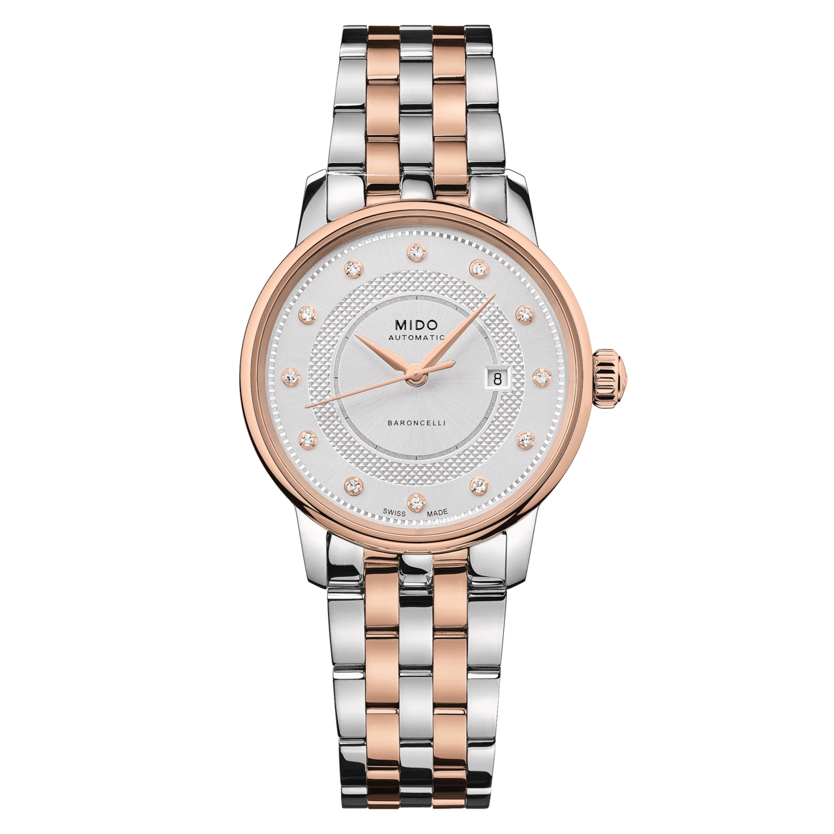 Mido M037.207.22.036.01 : Baroncelli Signature 30 Stainless Steel - Rose Gold / Silver - Diamond / Bracelet