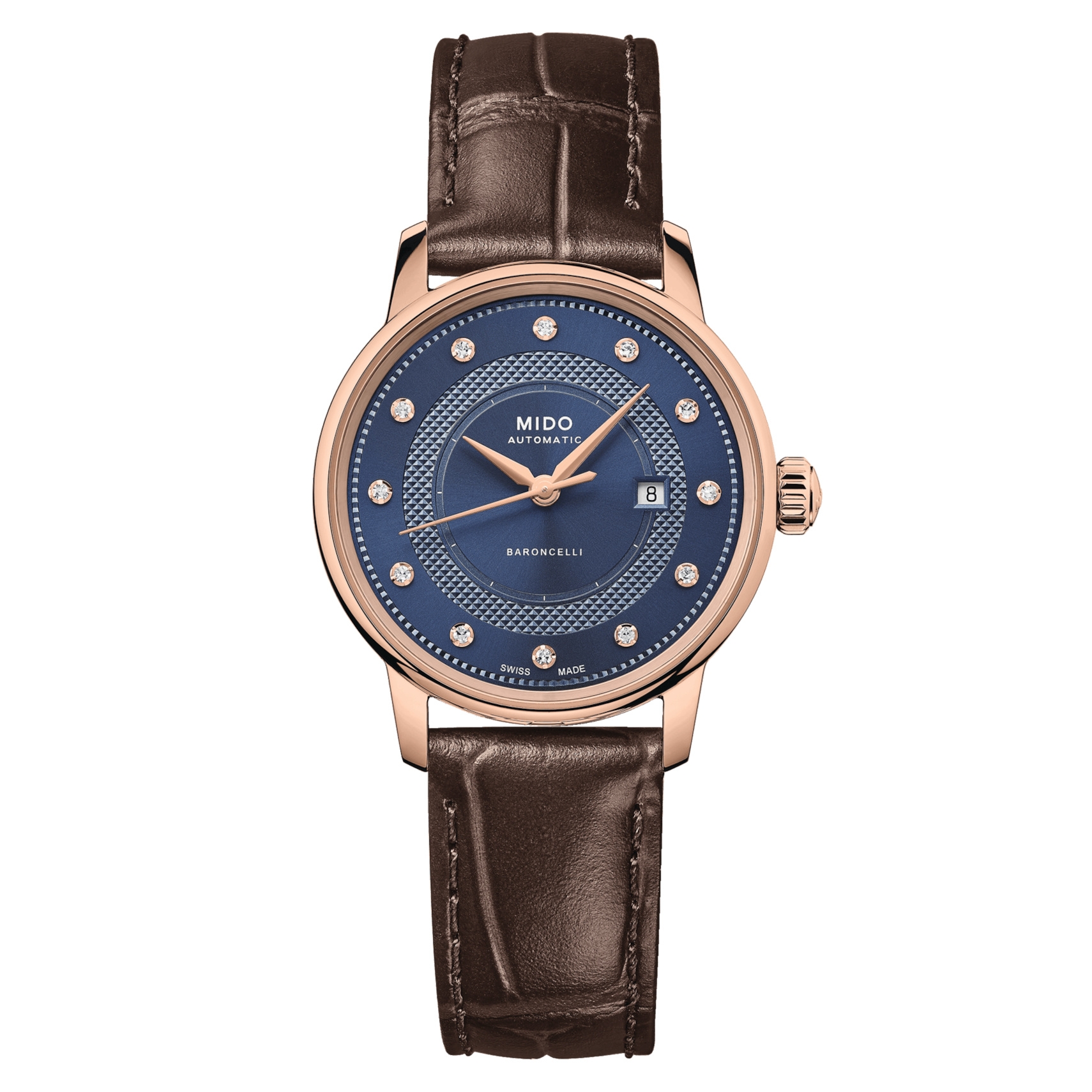 Mido M037.207.36.046.01 : Baroncelli Signature 30 Rose Gold / Blue - Diamond
