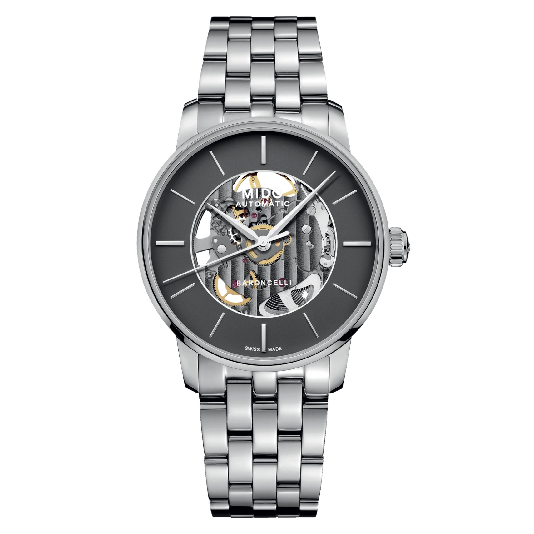 Mido M037.436.11.061.00 : Baroncelli Signature Skeleton Stainless Steel / Anthracite / Bracelet