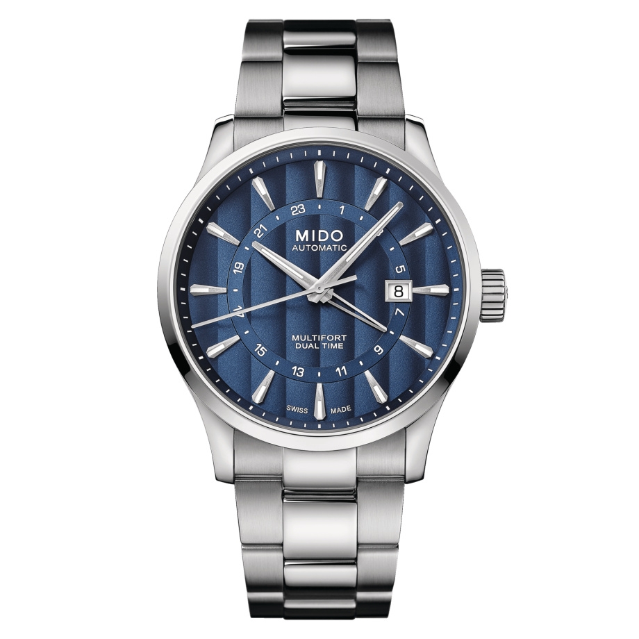 Mido M038.429.11.041.00 : Multifort Dual Time  Stainless Steel / Blue / Bracelet