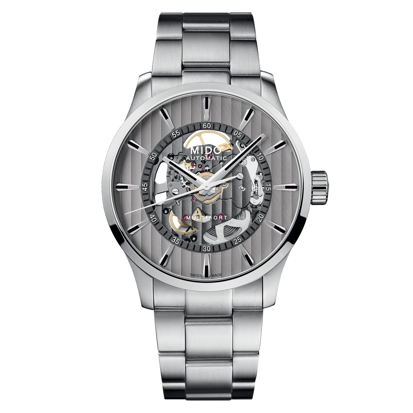 Mido M038.436.11.031.00 : Multifort Skeleton Vertigo Stainless Steel / Silver / Bracelet