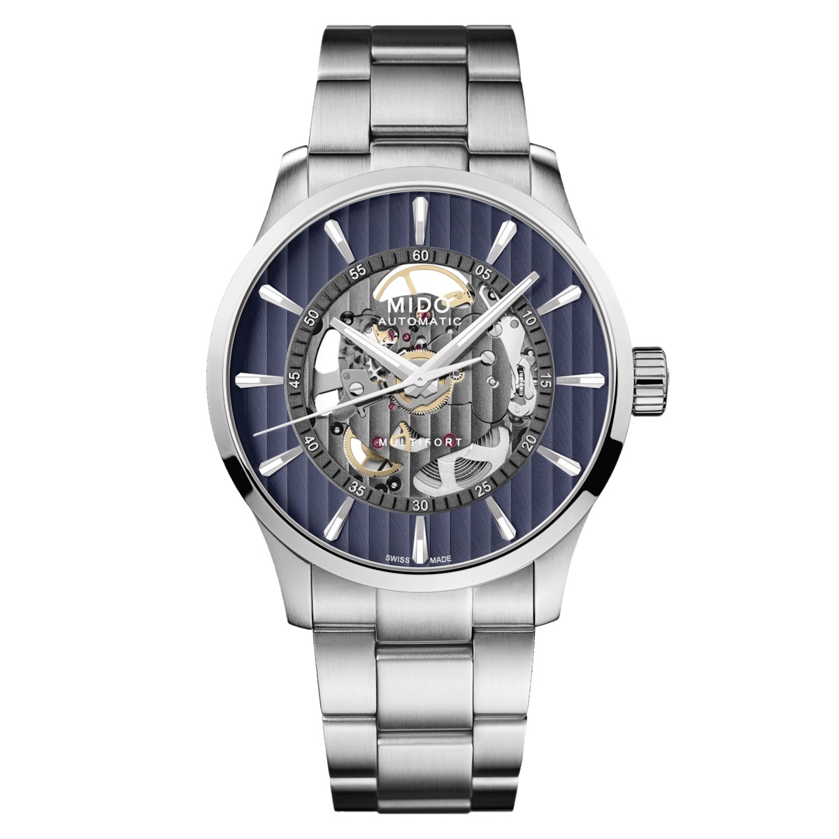 Mido M038.436.11.041.00 : Multifort Skeleton Vertigo Stainless Steel / Blue / Bracelet
