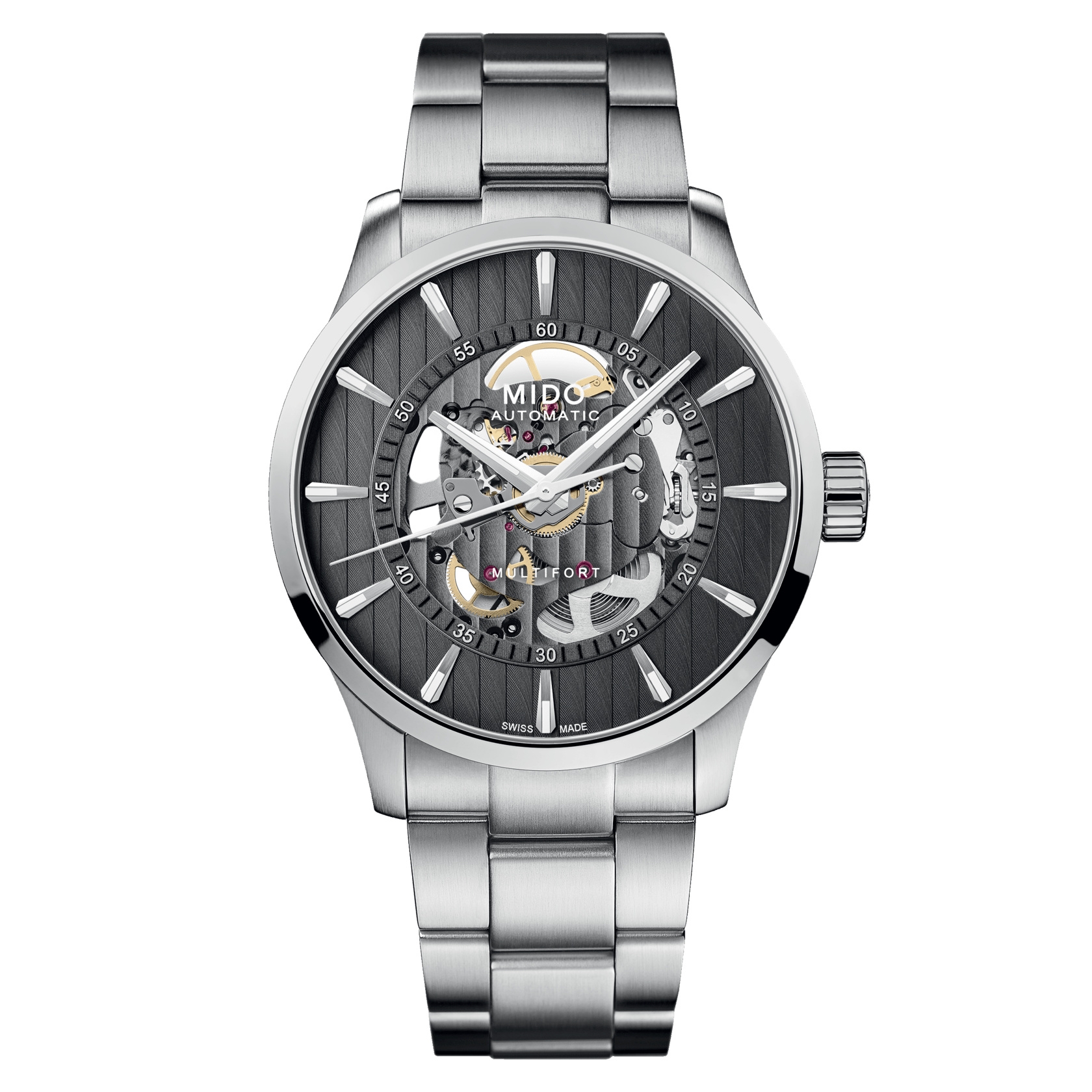 Mido M038.436.11.061.00 : Multifort Skeleton Vertigo Stainless Steel / Grey / Bracelet