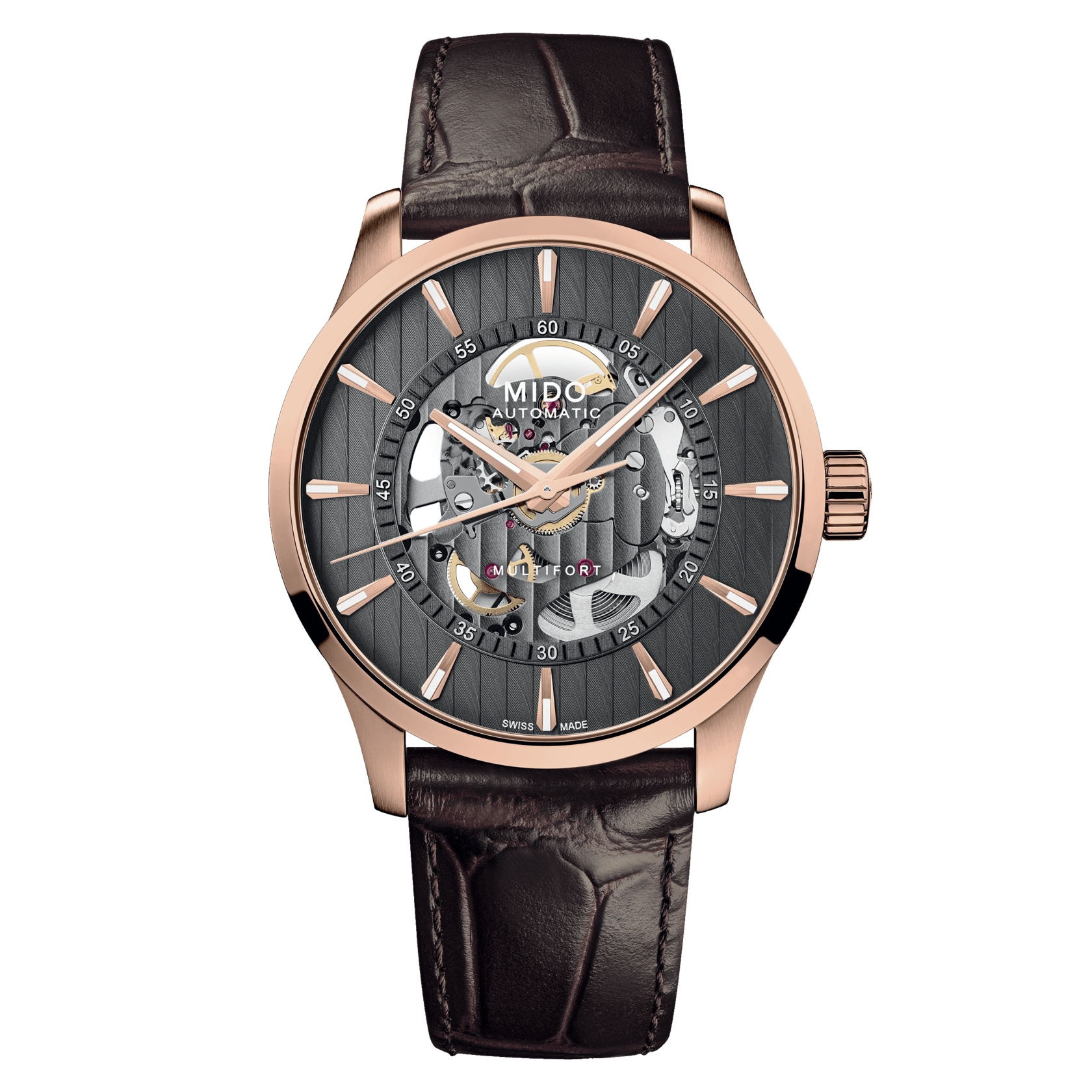 Mido M038.436.36.061.00 : Multifort Skeleton Vertigo Rose Gold / Grey