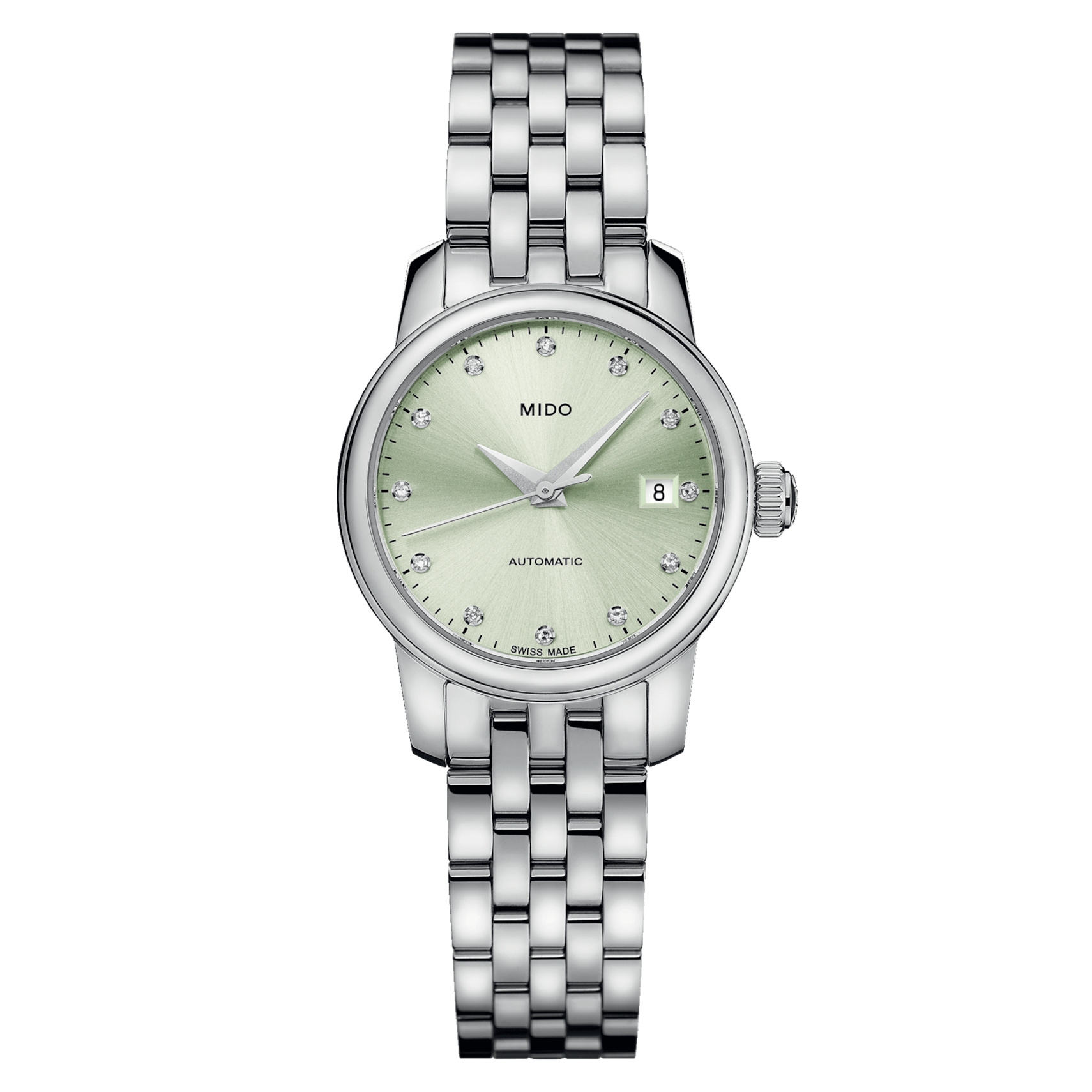 Mido M039.007.11.096.00 : Baroncelli Lady Twenty Five Stainless Steel / Green / Bracelet