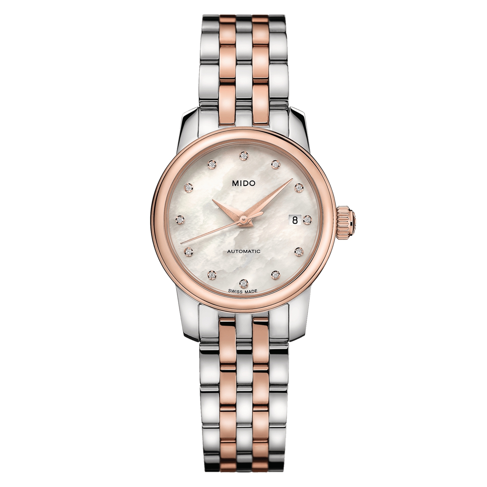 Mido M039.007.22.106.00 : Baroncelli Lady Twenty Five Stainless Steel - Rose Gold / MOP / Bracelet