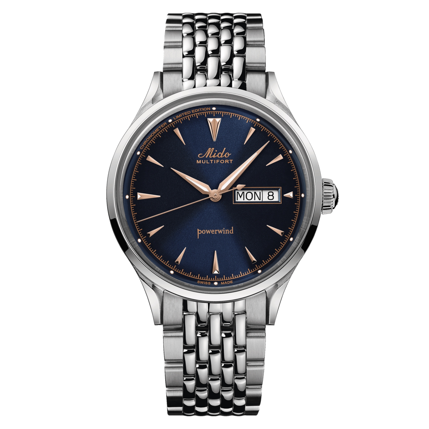 Mido M040.408.11.041.00 : Multifort Powerwind Stainless Steel / Blue / Bracelet