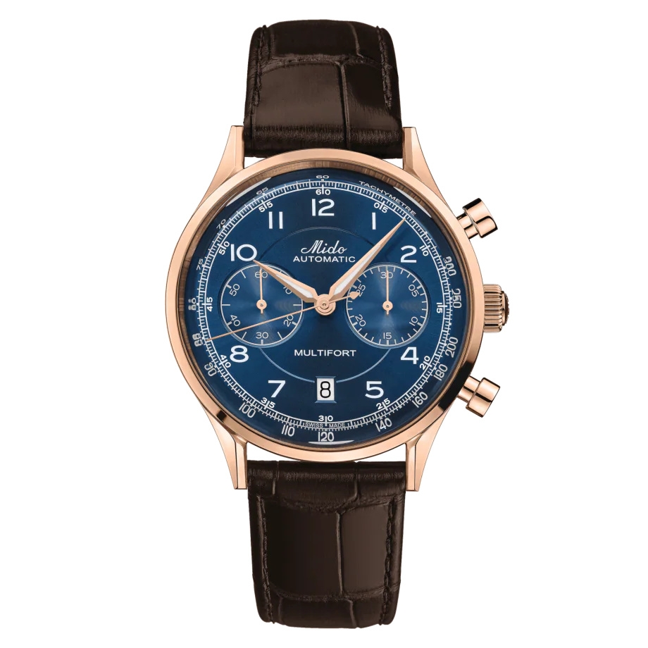 Mido M040.427.36.042.00 : Multifort Patrimony Chronograph Rose Gold / Blue