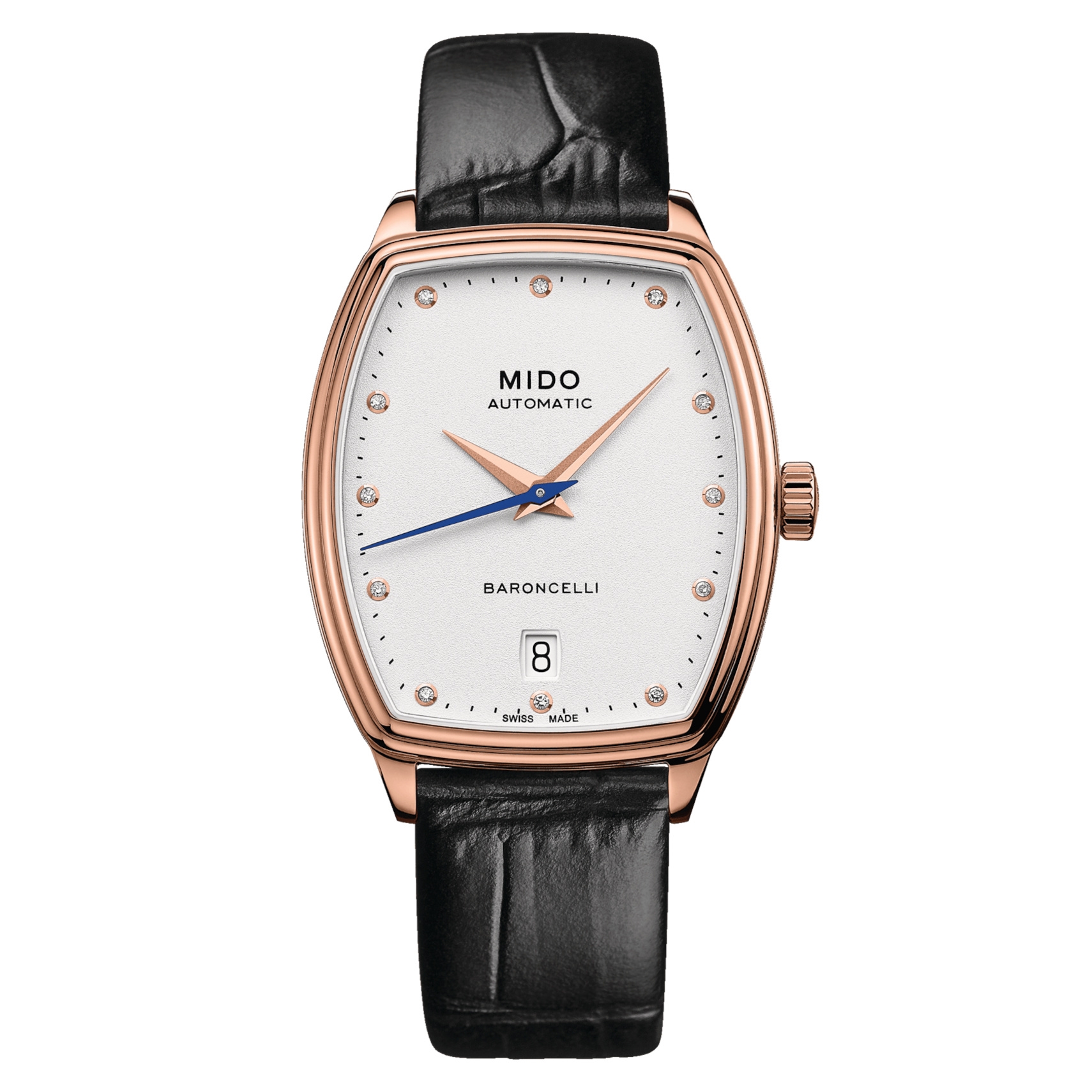 Mido M041.307.36.016.00 : Baroncelli Tonneau Lady Rose Gold / White - Diamond