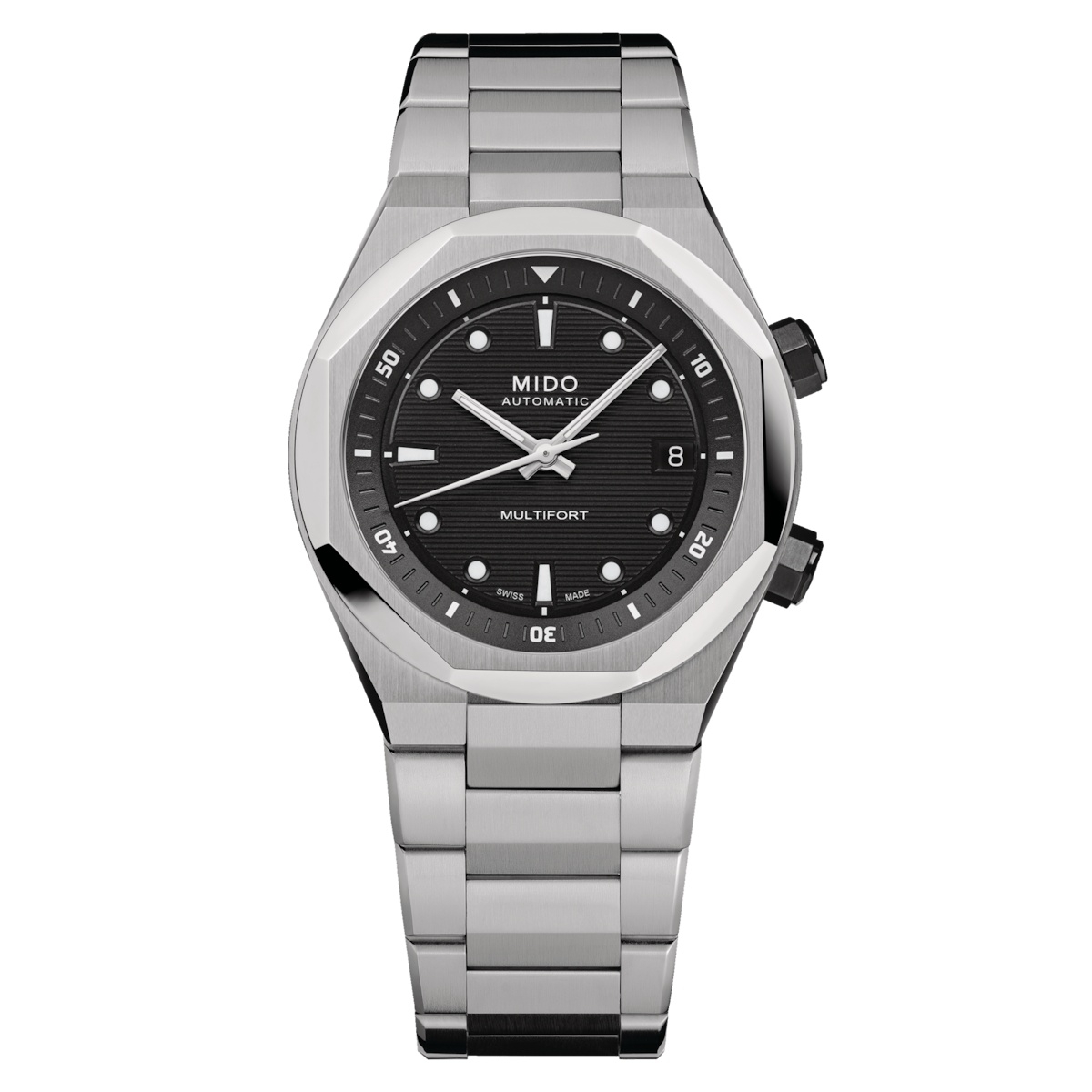 Mido M047.507.11.051.00 : Multifort 8 Stainless Steel / Black / Bracelet