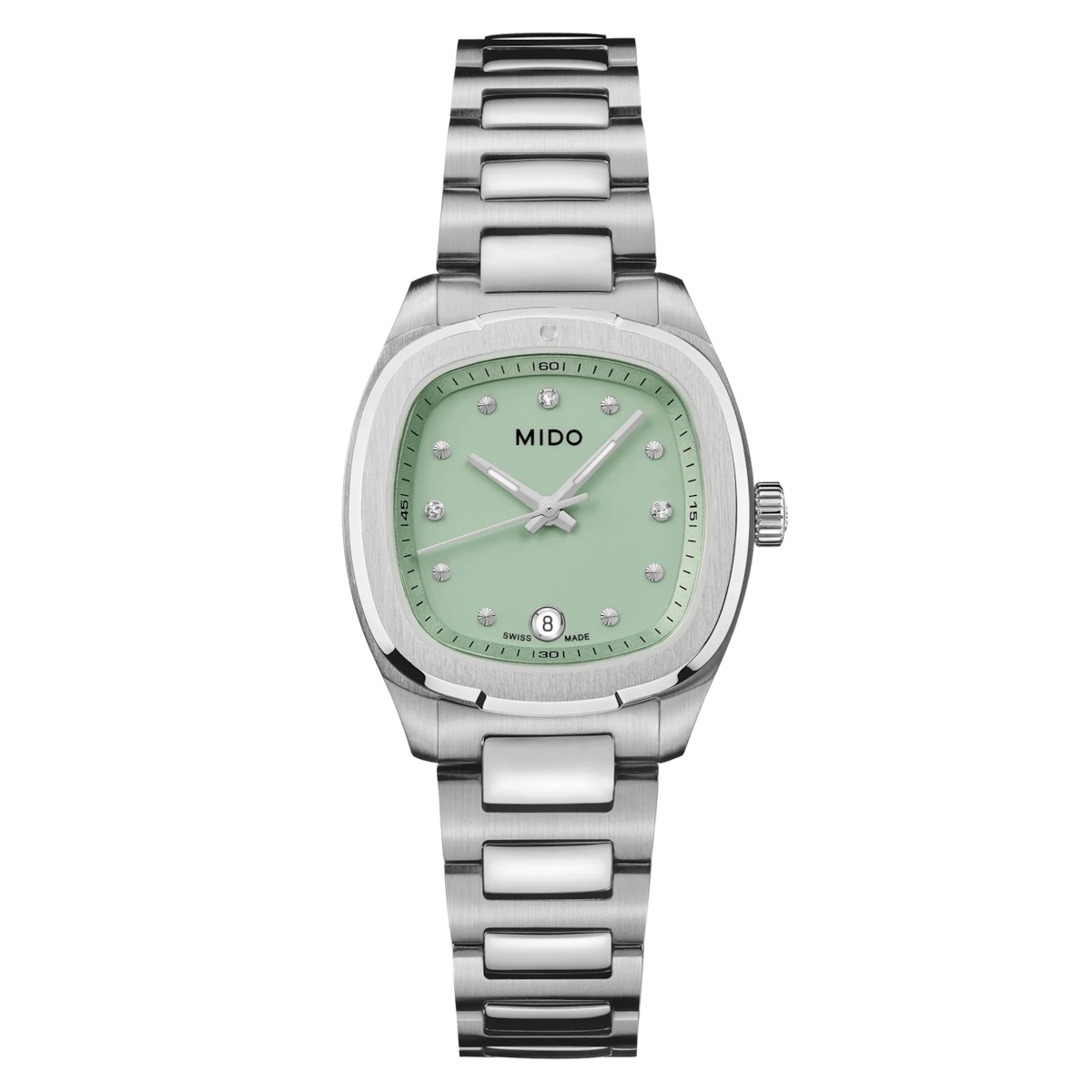 Mido M049.110.11.096.00 : Multifort TV 28 Quartz Stainless Steel / Green - Diamond / Bracelet