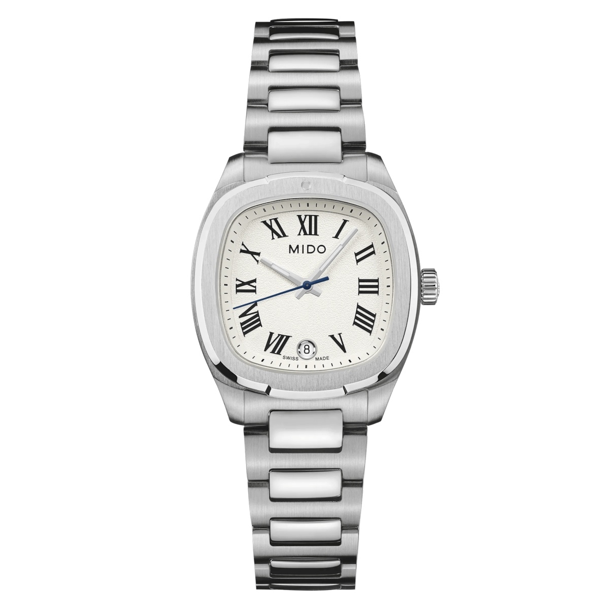 Mido M049.110.11.263.00 : Multifort TV 28 Quartz Stainless Steel / Ivory - Roman / Bracelet