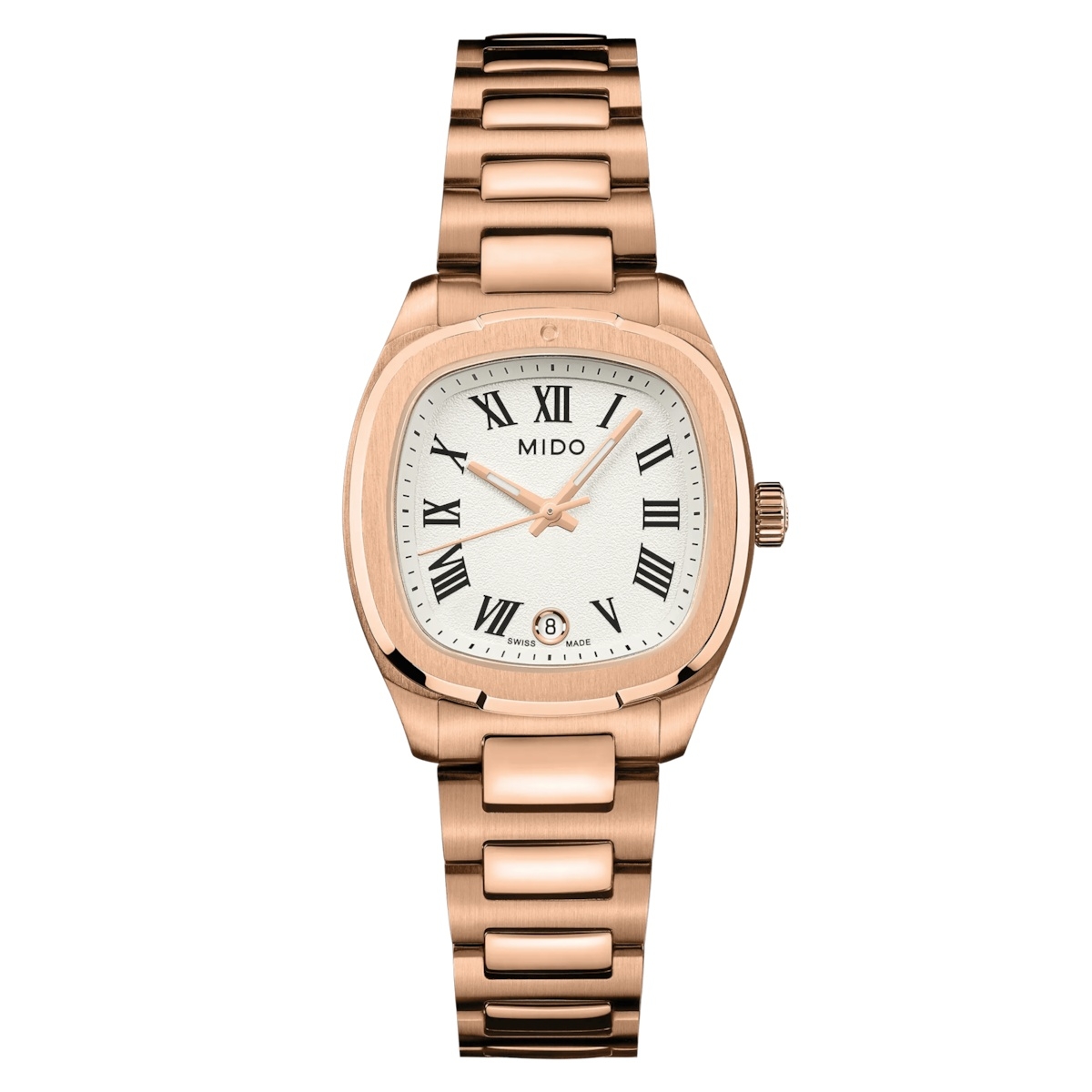 Mido M049.110.33.263.00 : Multifort TV 28 Quartz Rose Gold / Ivory - Roman / Bracelet