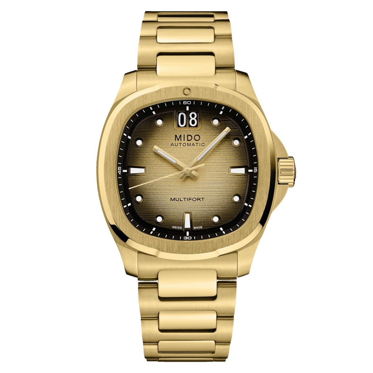 Mido M049.526.33.021.00 : Multifort TV Big Date Yellow Gold / Champagne
