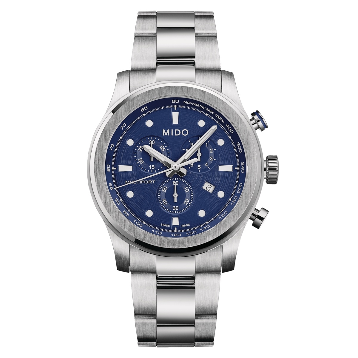 Mido M053.417.11.041.00 : Multifort Chronograph Quartz Stainless Steel / Blue / Bracelet