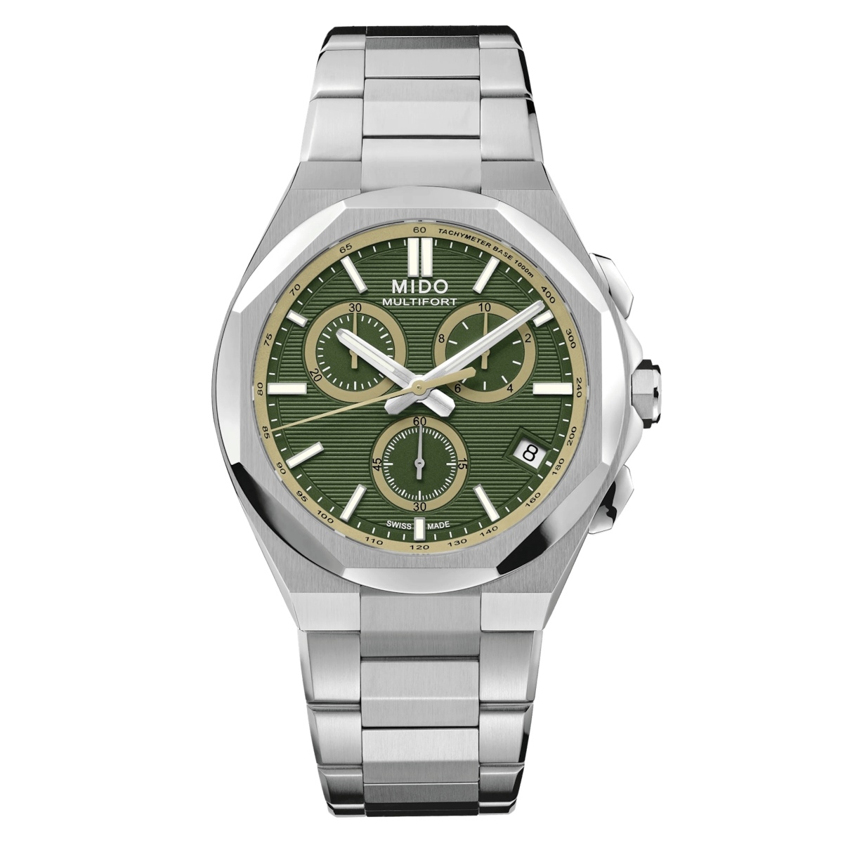 Mido M055.517.11.091.00 : Multifort Chronograph Quartz Stainless Steel / Green / Bracelet