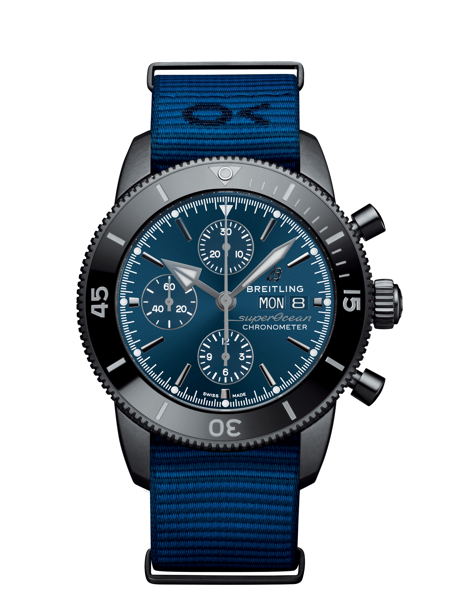 Breitling M133132A1C1W1 : Superocean Heritage II Chronograph 44 Outerknown Stainless Steel / Blue / Econyl