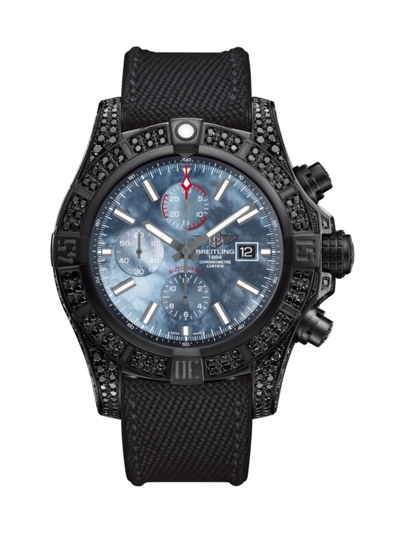 Breitling M13371BU.BE52.264S : Super Avenger II Diamondworks / Black Steel / Blue MOP / Military