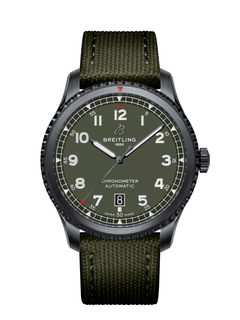 Breitling M173152A1L1X1 : Aviator 8 Automatic 41 Blacksteel / Curtiss Warhawk / Canvas / Folding