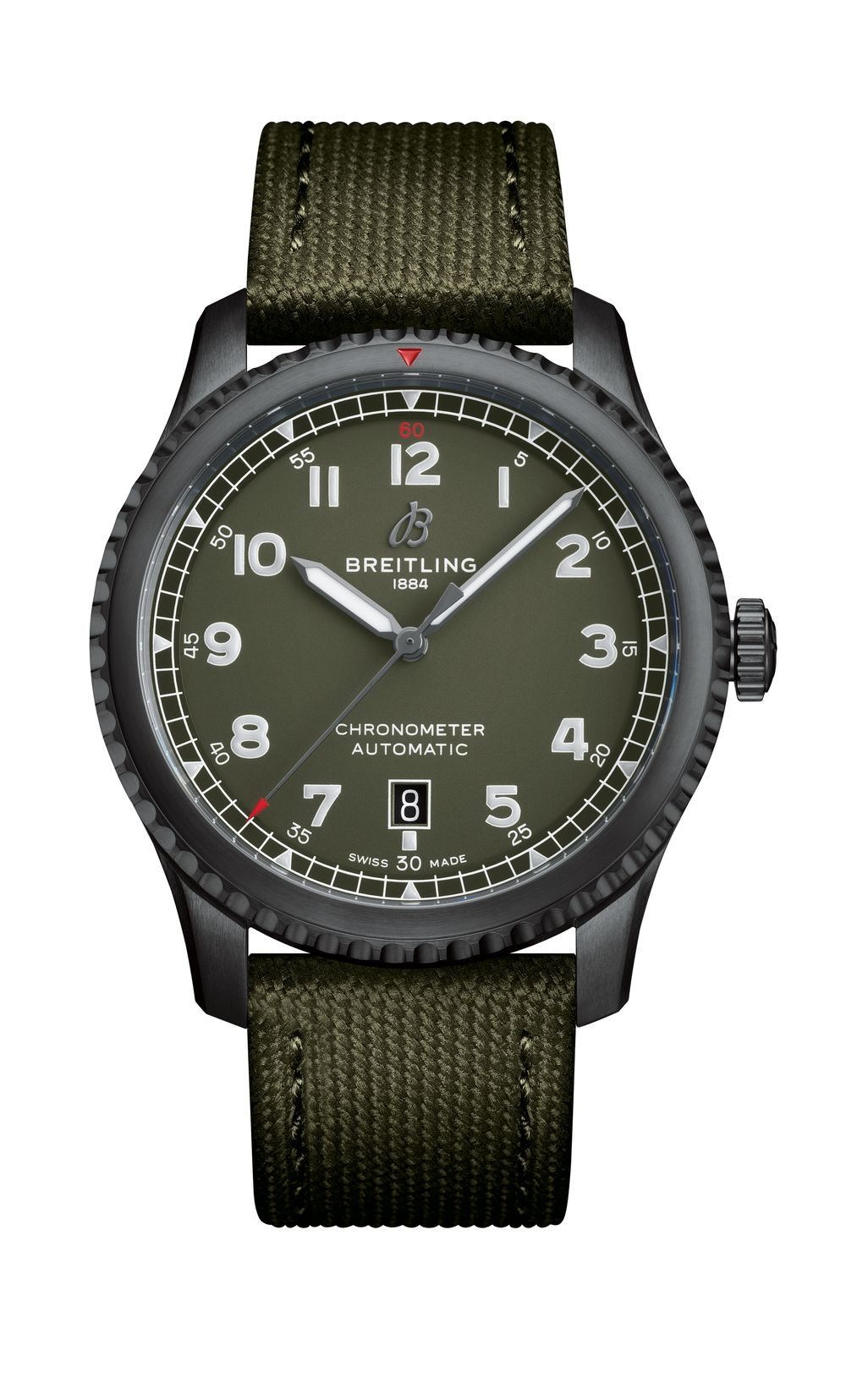 Breitling M173152A1L1X2 : Aviator 8 Automatic 41 Blacksteel / Curtiss Warhawk / Canvas / Pin
