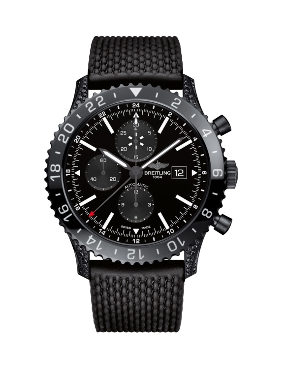 Breitling M24310AN.BF02.267S : Chronoliner Blacksteel Diamondworks / Black / Rubber