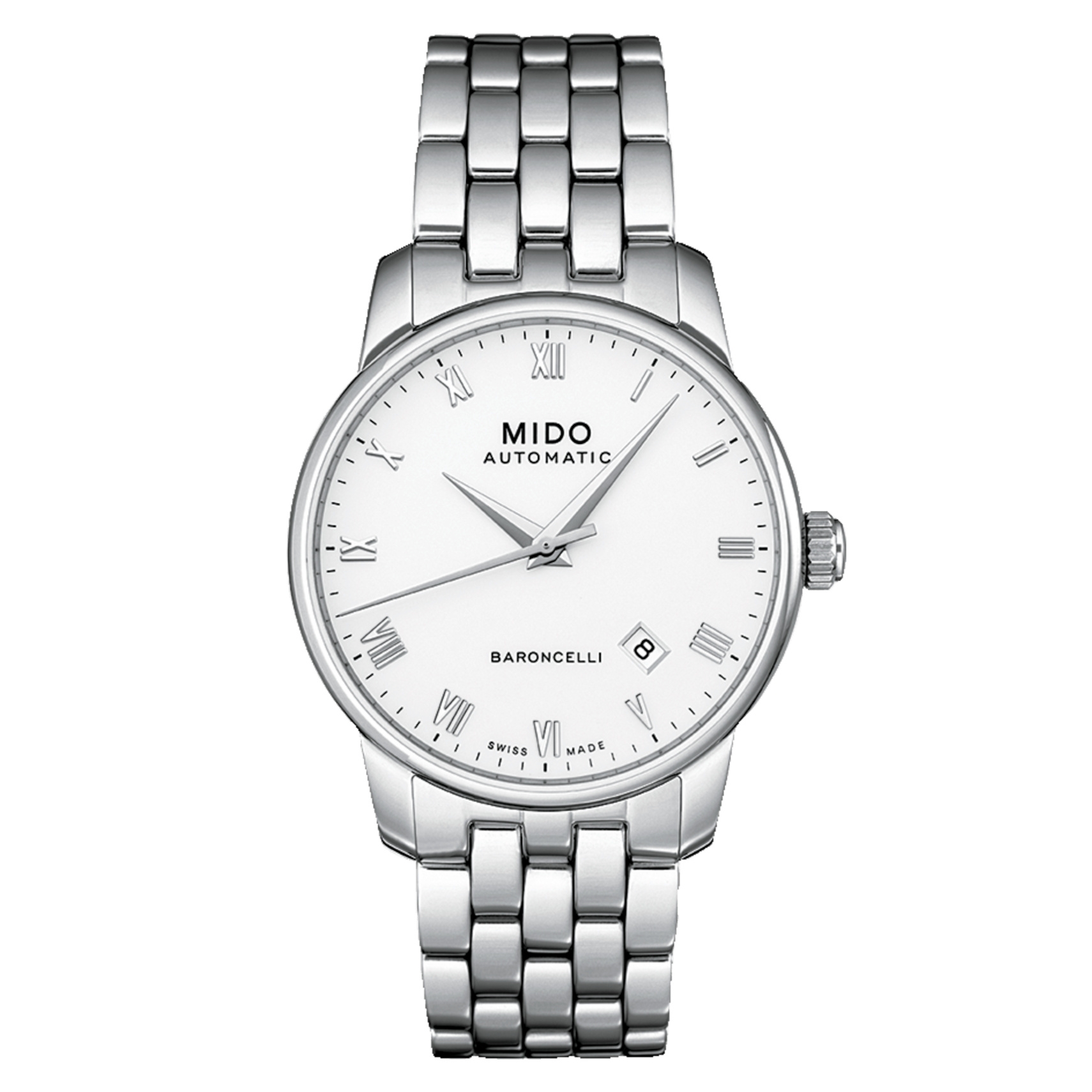 Mido M8600.4.26.1 : Baroncelli Tradition Stainless Steel / White / Bracelet