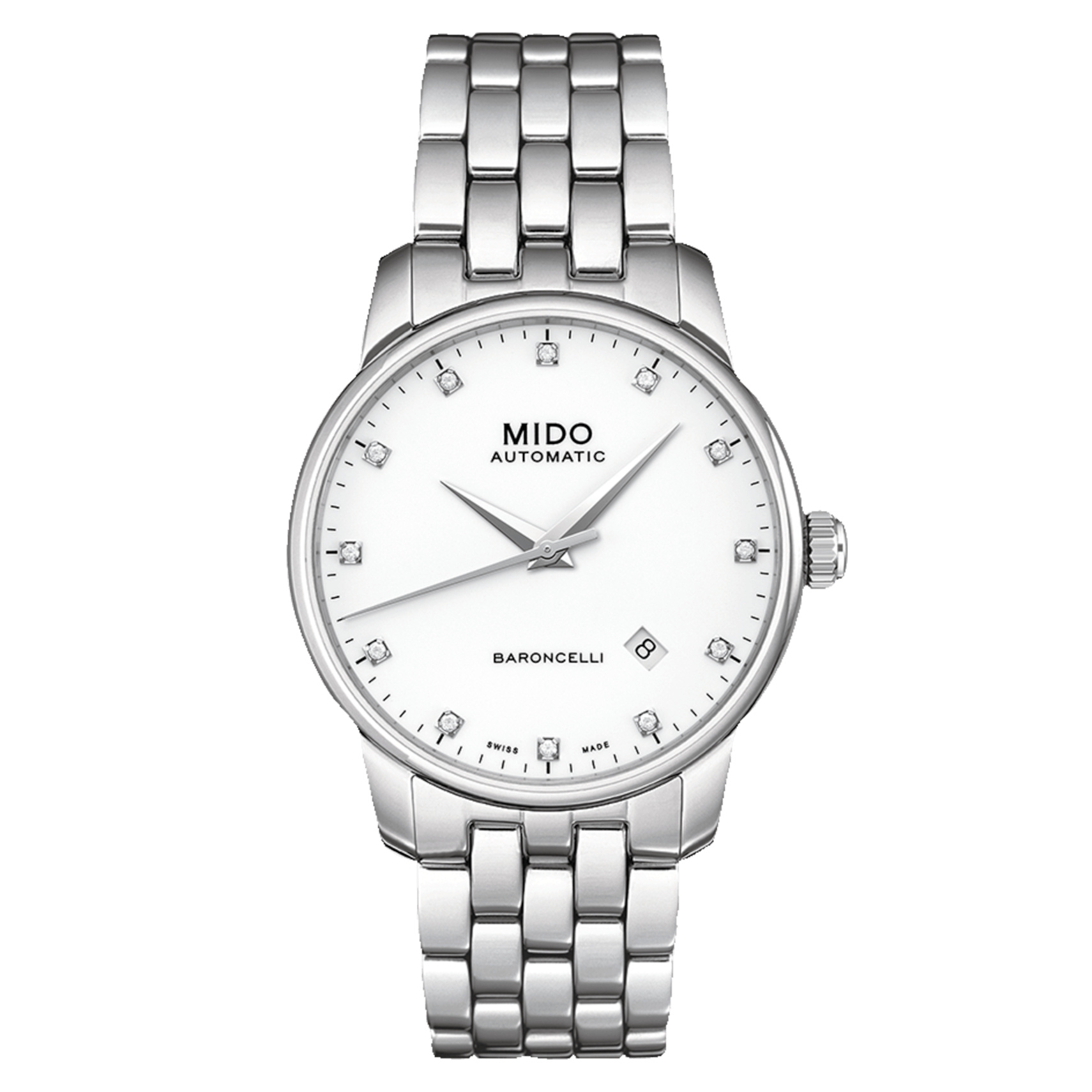 Mido M8600.4.66.1 : Baroncelli Tradition Stainless Steel / White / Bracelet