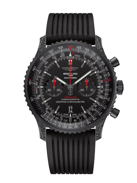 Breitling MB0128AN.BE51.252S : Navitimer 01 46 Blacksteel Diamondworks / Black / Rubber