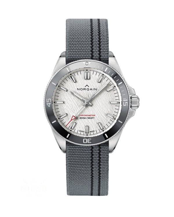 Norqain NN1001SC3CA/GL101-GF : Adventure Neverest Glacier 40 Stainless Steel / Silver / Grey Flex