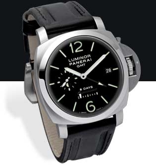 Panerai PAM00233.1 : Luminor 1950 44 8 Days GMT Stainless Steel / Black