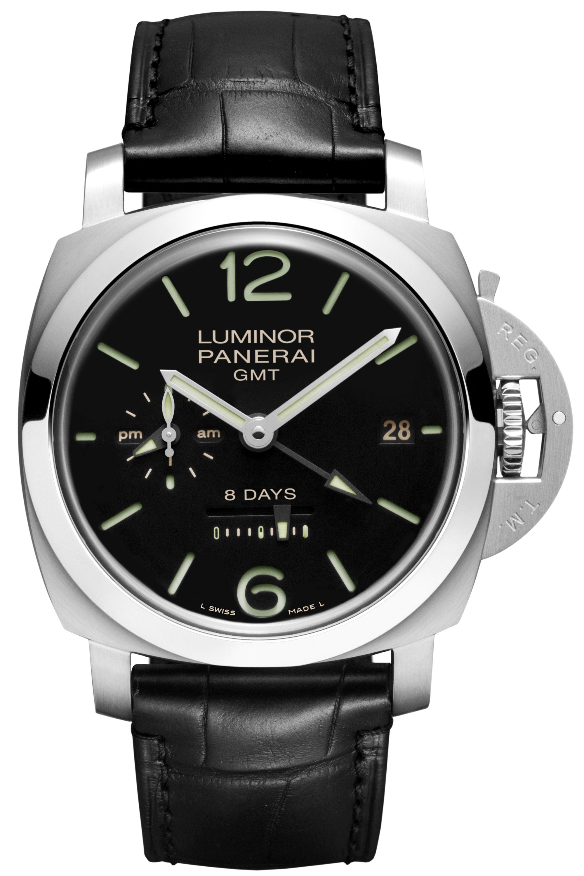 Panerai PAM00233.2 : Luminor 1950 44 8 Days GMT Stainless Steel / Black