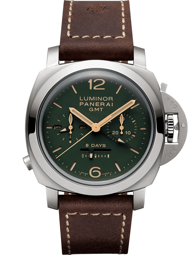 Panerai PAM00737 : Luminor 1950 Chrono Monopulsante 8 Days GMT Titanio / Green