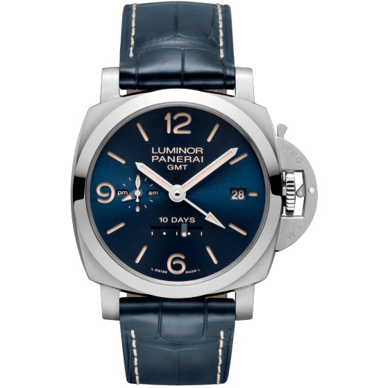 Panerai PAM00986 : Luminor 1950 44 3 Days GMT 10 Days Stainless Steel / Blue