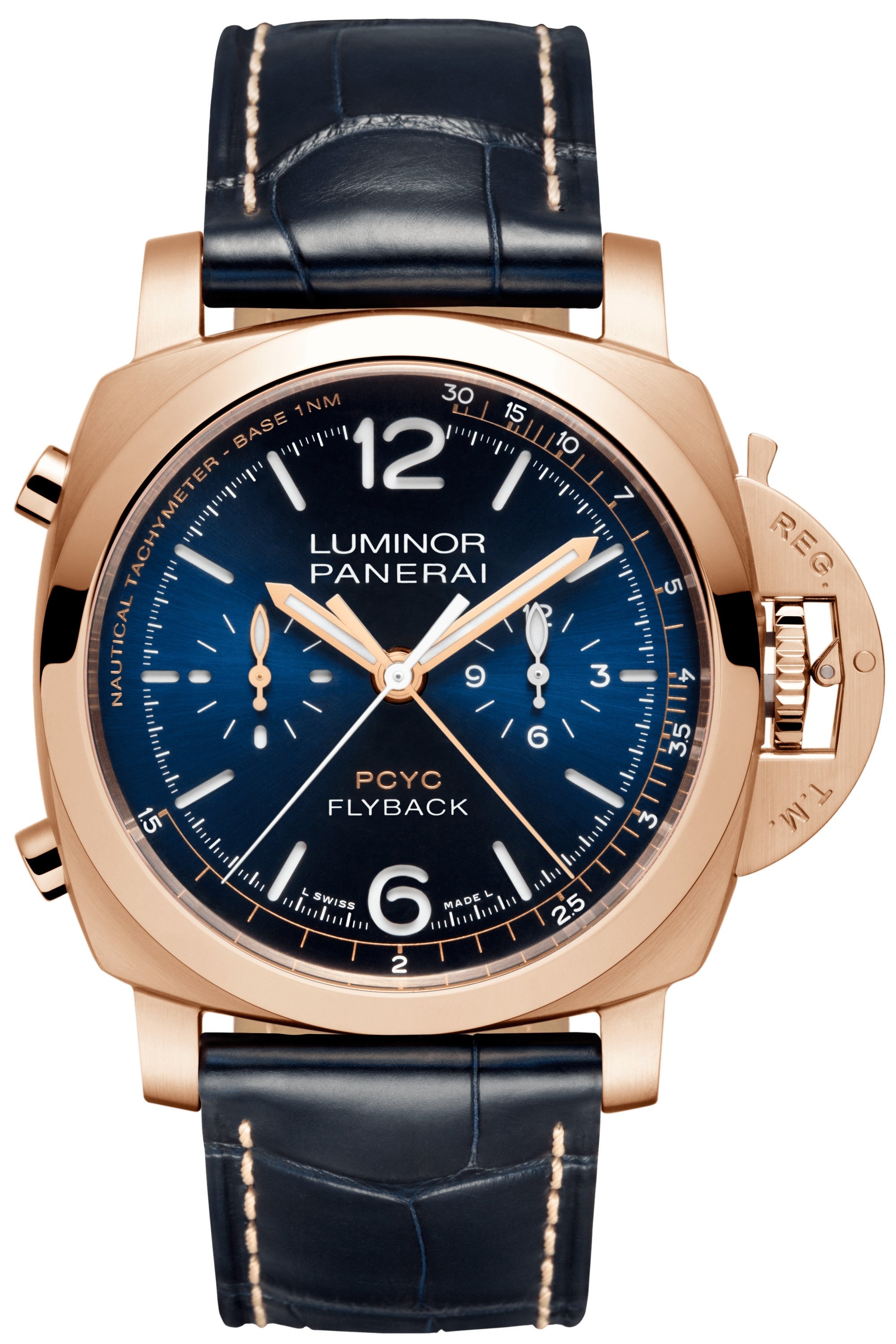 Panerai PAM01020 : Luminor 1950 44 PCYC Chrono Flyback Automatic Red Gold / Blue