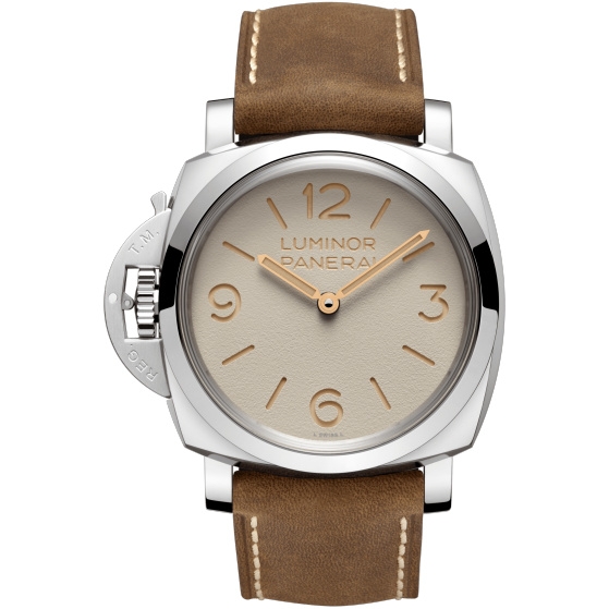 Panerai PAM01075 : Luminor 1950 Left-Handed 47 3 Days Stainless Steel / Beige